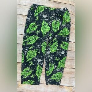 Neon Flame Skull Pajama Lounge Pants Size Large 36-38 With Pockets